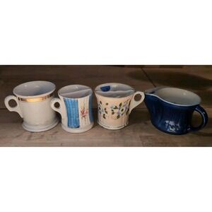 Lot Of 4 Shaving Mug  Vintage Porcelain Name Early 20th Century Mustache Cup